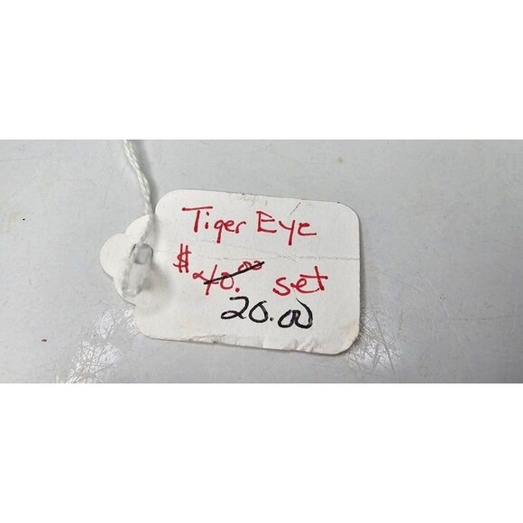 Handmade Brown Tiger's Eye Beaded Necklace and Earrings Set 21"L - Picture 5 of 5